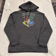 Harry Potter Hogwarts Gray Hoodie Pullover Sweatshirt Size XL Fleece Lined L/S