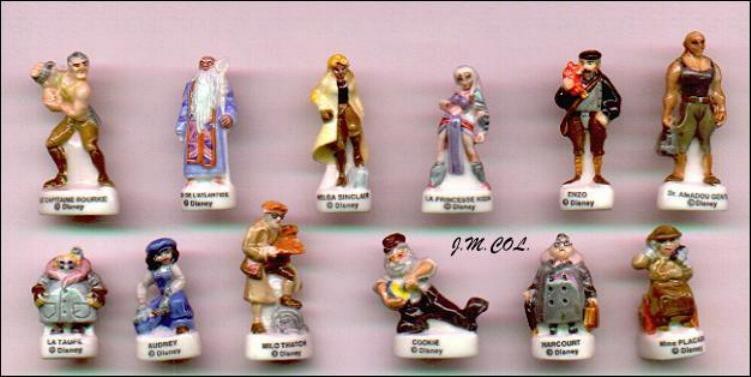 ATLANTIS DISNEY Seltenes Set 12 Miniatur Figuren 3cm Porzellan FEVES Frankreich 7090₽