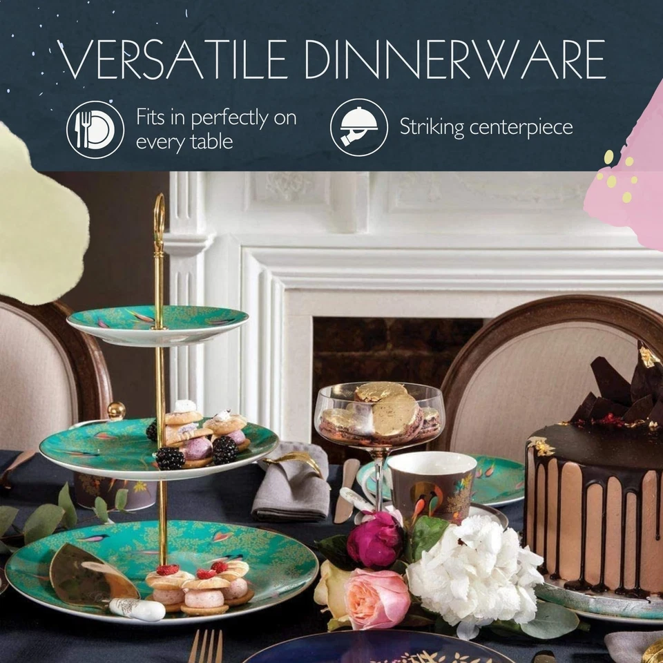 Sara Miller Chelsea 3 Tier Cake Stand - Fine China with Gold Detailing - 10.5... - Image 3 of 4