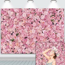 Pink Rose Flower Wall Backdrops Wedding Birthday Floral Theme Party Background