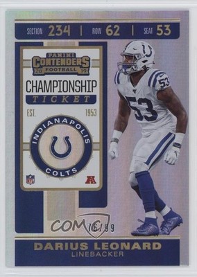 2019 Contenders Season Championship Ticket 76/99 Shaquille Leonard Darius 3tb