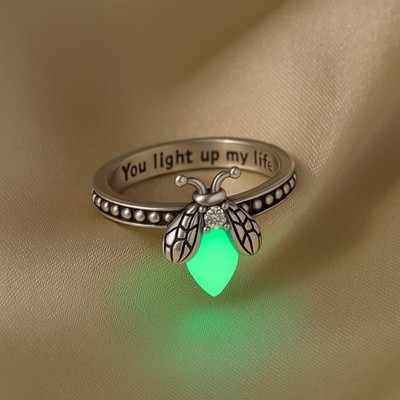 Glow Firefly Ring 925 Sterling Silver Engraved Adjustable Statement Gift