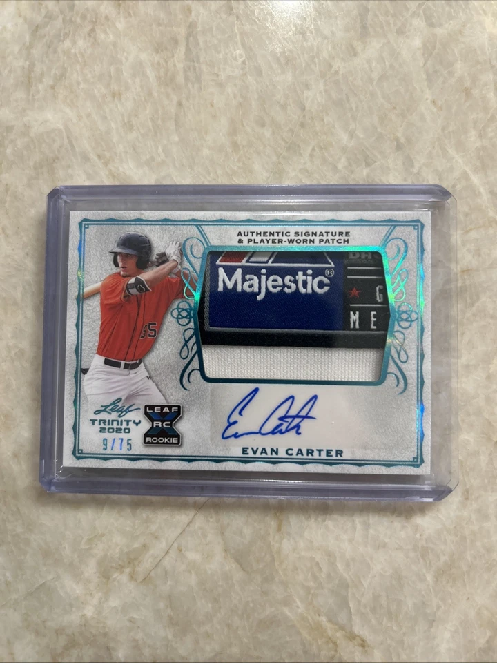 2020 Leaf Trinity Evan Carter Auto Spectrum Platinum HoloFoil RC #/75 Tag Nasty - Image 2 of 4