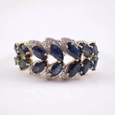 3Ct Marquise Cut Lab Created Sapphire Wedding Women Ring 14K Yellow Gold Plated