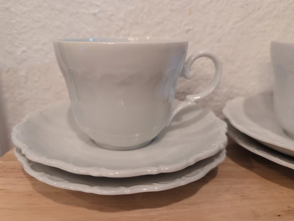 2-3 piezas Juegos/Juego de platillos de taza blancos Seltmann Weiden Alemania Occidental Baviera vintage Foto 3 de 4