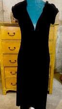 EXPRESS Little Black dress Ruched Low Cut Mid Cap sleeve  length Chic Cocktail 