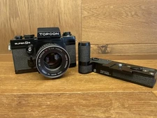 *Near Mint w/ Winder* Topcon Super DM Camera RE GN Topcor M 50mm F/1.4 Lens /JPN