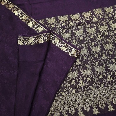 Vintage Purple Pure Silk Saree Handwoven Banarasi Sari 5Yd Zari Woven Indian