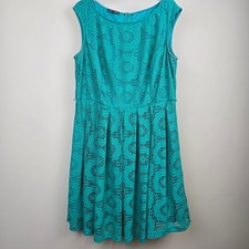 Roz & Ali Teal Size 18 Crochet Dress 18 Woman Green Boho