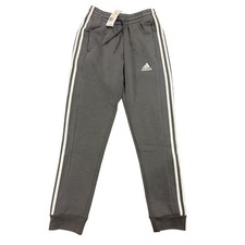Adidas Mens Essentials 3-Stripes Fleece Tapered Cuff Pants Grey IX0169 Small