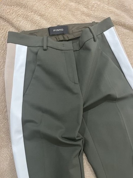 Women Pinko Trousers Khaki Stretch 38