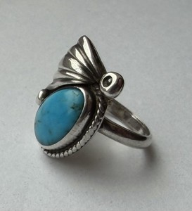 VTG M. CHEE Navajo Sterling Turquoise Ring Size 5 Native American