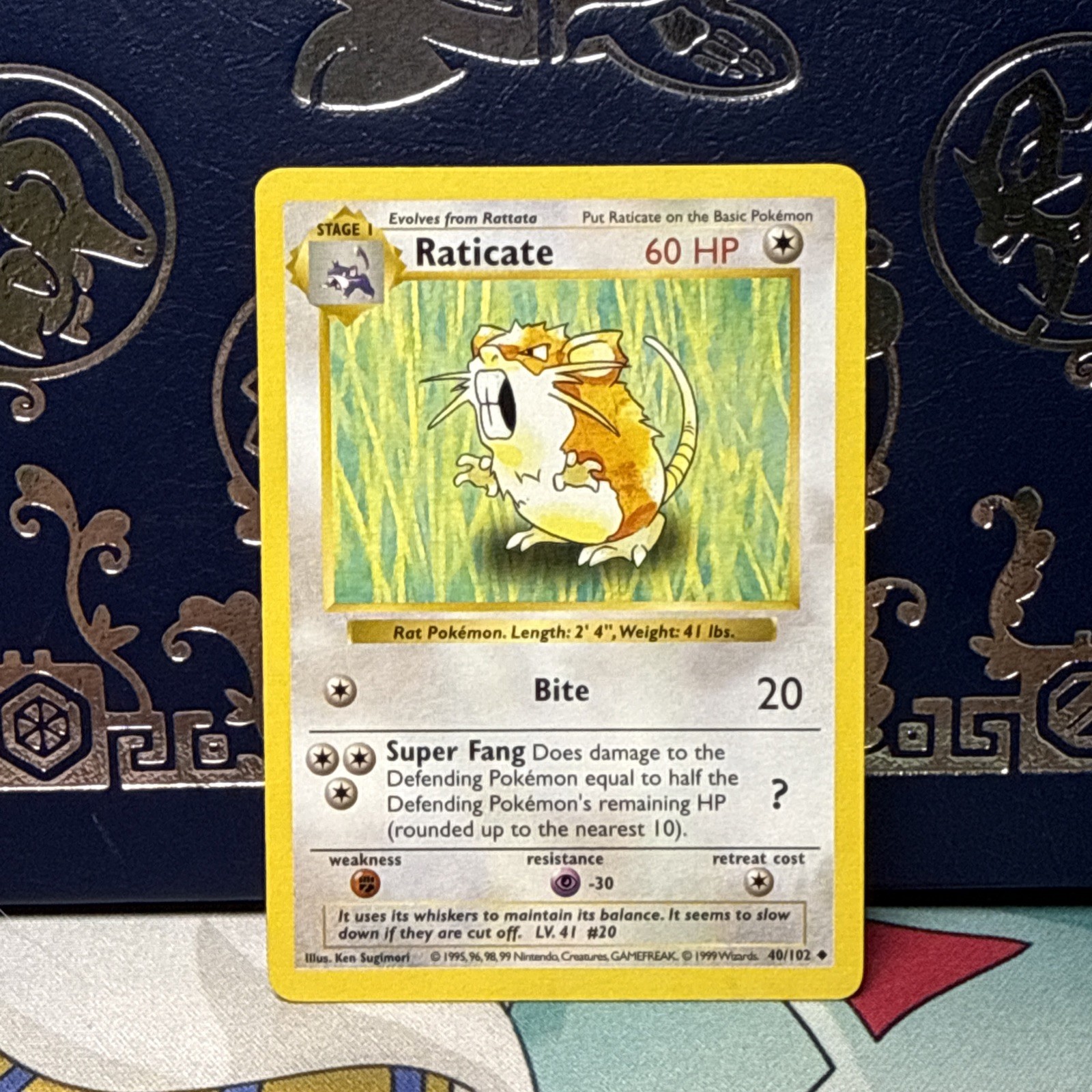 Raticate SHADOWLESS Base Set 40/102 Pokemon 1999 Vintage NM