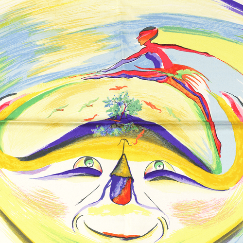 Hermes Scarf SMILES IN THIRD MILLENARY Silk Carre SEFEDINE KWUMI 90cm - Picture 7 of 7