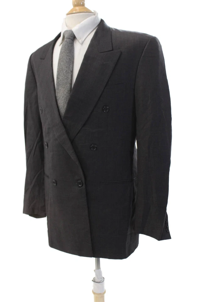 Blazer Barneys New York Para Hombres Lana Un Botón Cuello Manga Larga Gris Talla 42 Foto 3 de 4