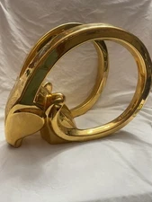 Vintage 18k Gold-Plated Jaru Ceramic Ram Head Sculpture