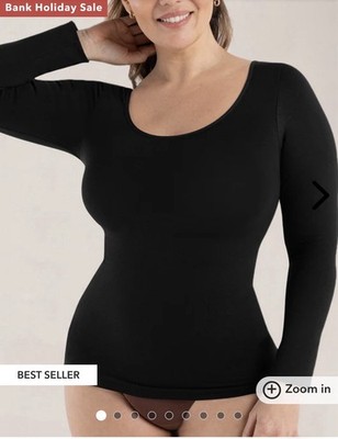 Shapermint schwarzes Langarm Shaping Top nahtlos glättend L neu mit Etikett