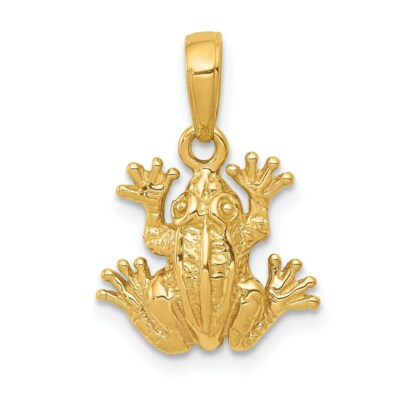 14K Gelbgold 2-D Frosch Charm Anhänger 0,71 Zoll