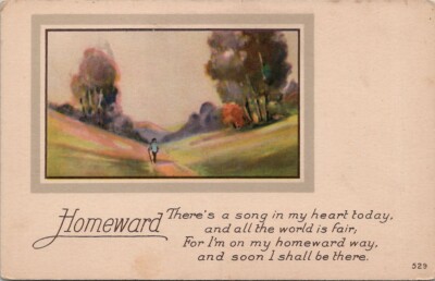 Homeward Poem On My Way Home Vintage Postcard Spc15