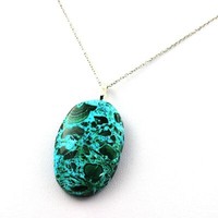 Mineralien Und Edelsteine. Chrysokoll Halskette. 71,55 Ct. Usa.