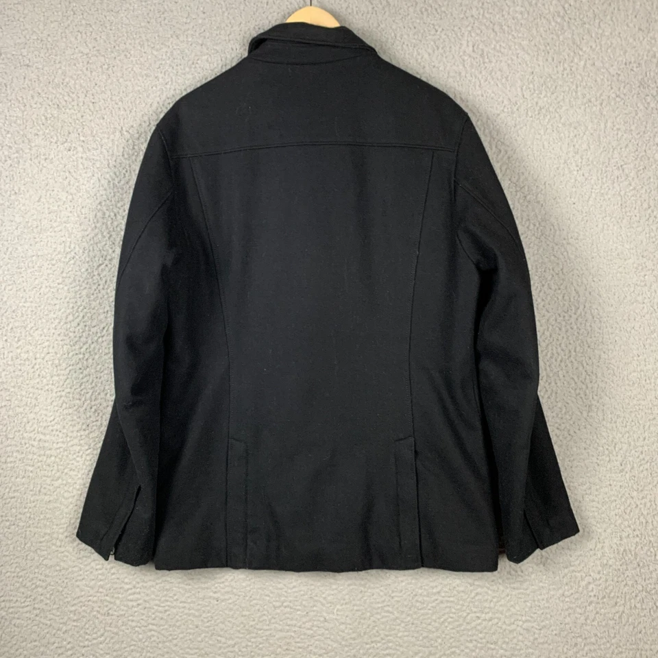 Abrigo J Lindeberg Para Hombre Mediano 80% Lana Negro Completo Doble Cremallera Forrado Peso Pesado Foto 3 de 4