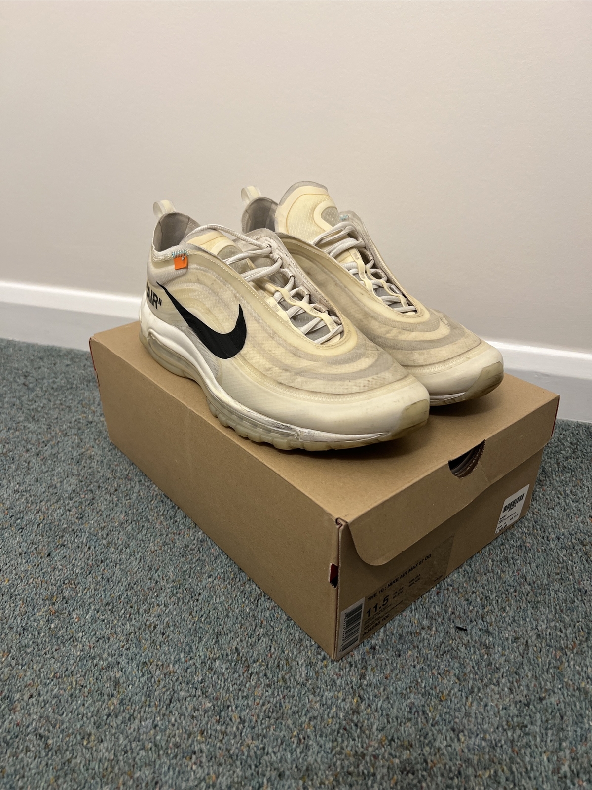 OFF WHITE X NIKE Nike x Off White Air Max 97 OG White Usate AJ4584 100 UK10.5 US11.5 EU45.5
