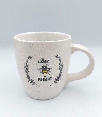 BEE NICE COFFEE MUG TEA CUP Etched Mug Organic Speckle 