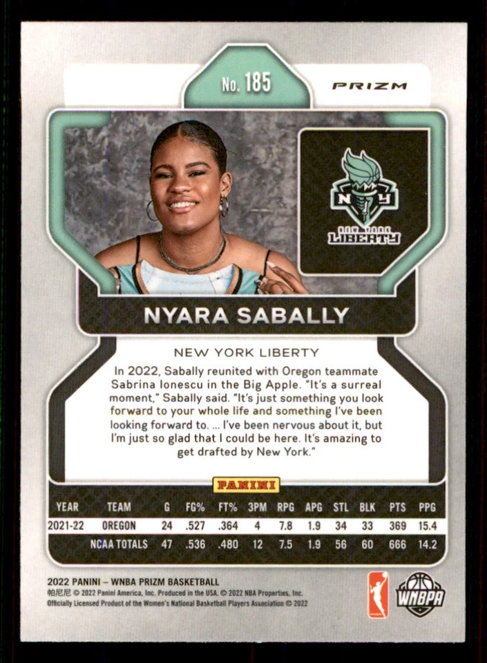 2022 Panini Prizm WNBA Prizms Ruby Wave #185 Nyara Sabally - Image 2 of 2