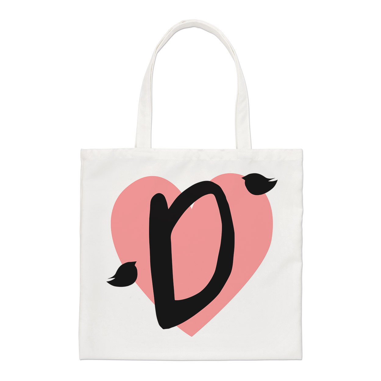 Letter D Heart Alphabet Regular Tote Bag Valentines Day Shoulder