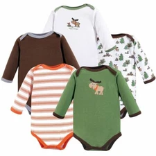 Luvable Friends Long-Sleeve Bodysuits, 5-Pack, Moose