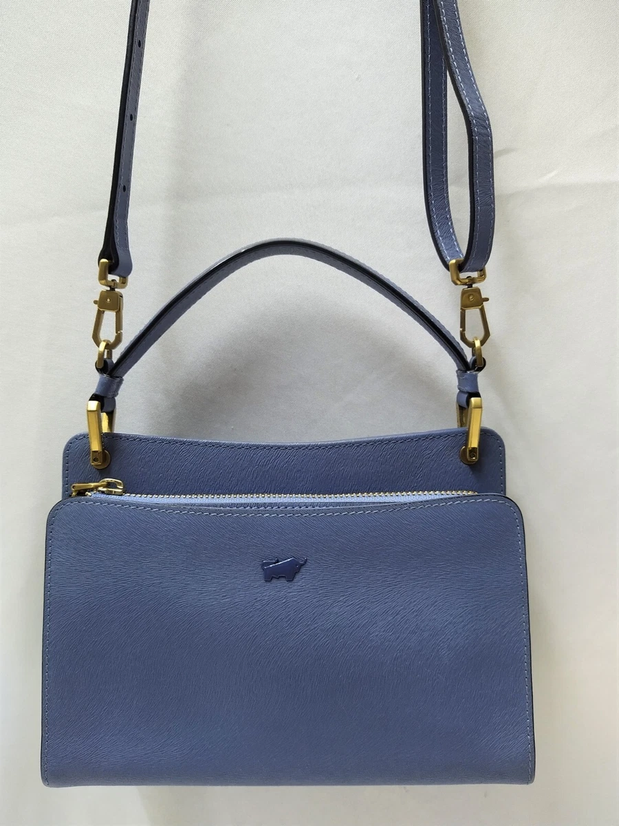 Braun Buffel Blue Crossgrain Leather Small Satchel Crossbody Bag - $549