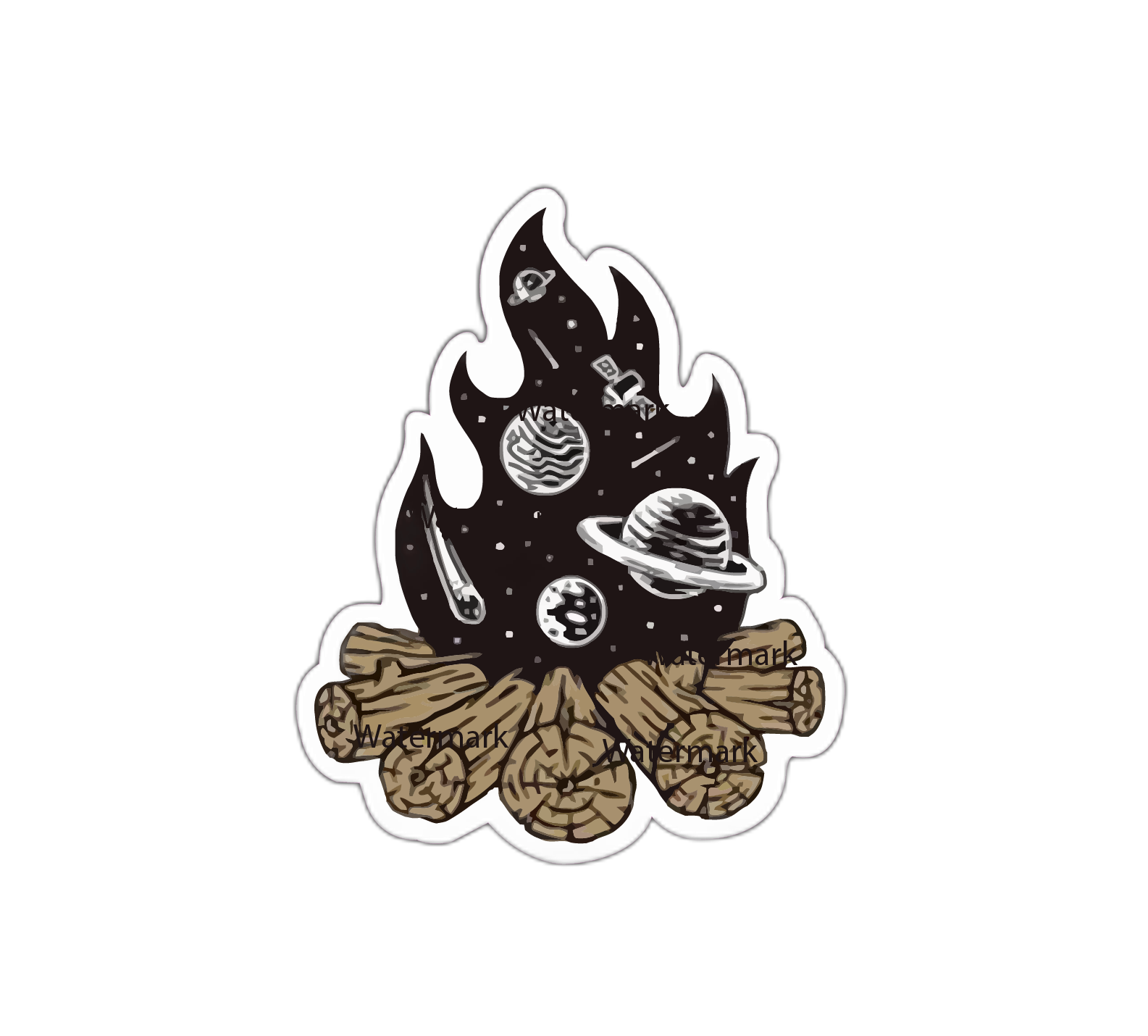Space Planet Campfire Sticker Decal