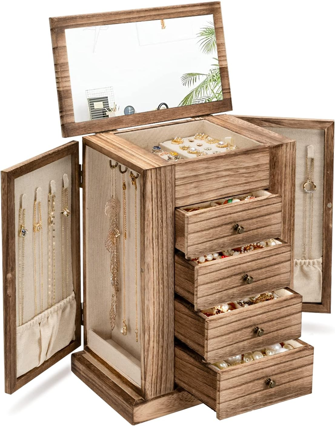 5-Layer Women’s Jewelry Organizer Box for Necklaces & Earrings-image