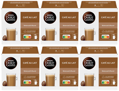 6 NESCAFE CAFE AU LAIT Coffee Capsules Boxes Pods for Dolce Gusto Machines 160g