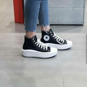 converse nere alte zeppa