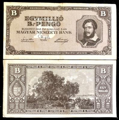 Hungarian 100 Quintillion 1946 B-Pengo Banknote P-131, Circulated