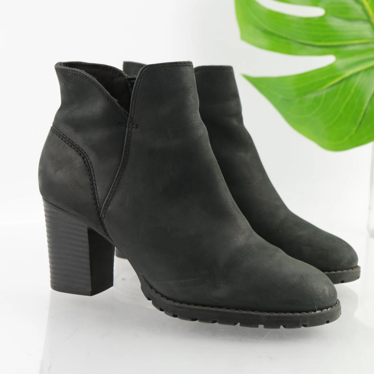 Clarks Women s Verona Trish Boot Size 6.5 Block Heel Soft Black