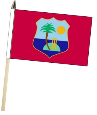 West Indies Large Hand Flag With Wooden Pole (18'' x 12'')