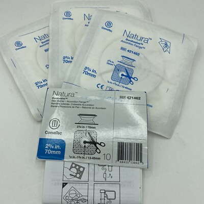 (3) ConvaTec 421462 Natura Accordion Flange FLAT Cut-To-Fit Skin Barrier (3/bag)