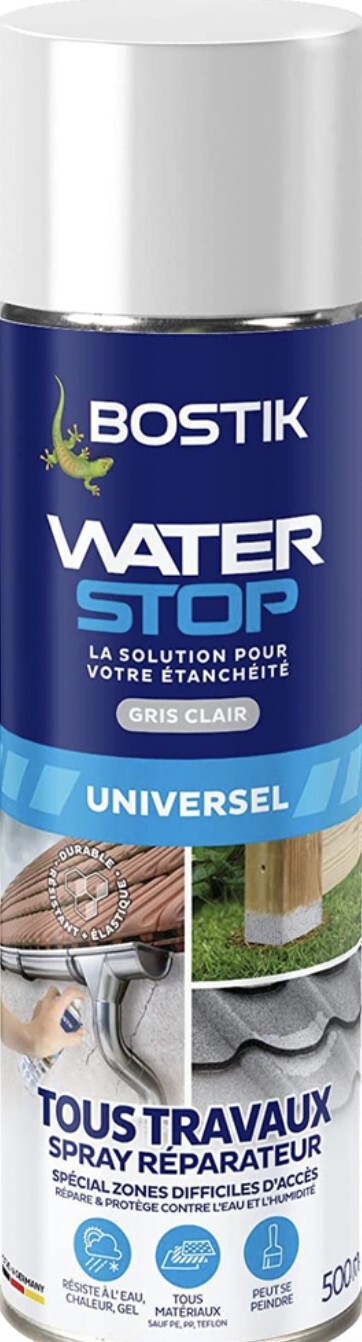 Spray Reparador Sello Anti Fuga Gris Water Stop Impermeabilizador Bostik