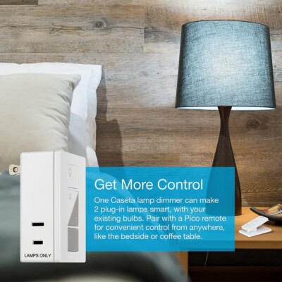 Lutron Caseta P-PKG1P-WH Single-Pole/3-Way Smart Lighting Lamp Dimmer/Remote Kit