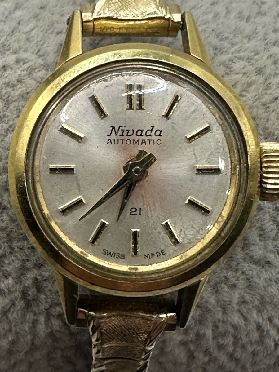 Nivada Automatic Womens Watch 21 Jewels Swiss Made Gold Plated
