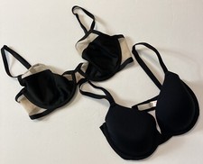 Victoria’s Secret PINK Set of 2 Balconet Bra 32DD Black Underwire Sexy Smooth