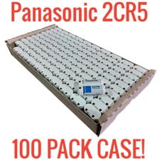 100 Pack Panasonic 6V 2CR5 Photo Lithium Battery White New DL45, KL2CR5, 5032LC