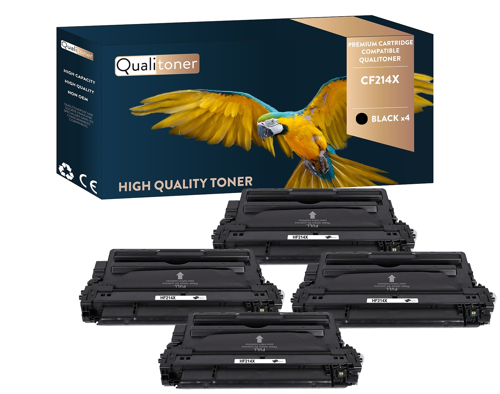 Toner HP CF214X noir compatible Qualitoner lot de 4 pour imprimante Enterprise