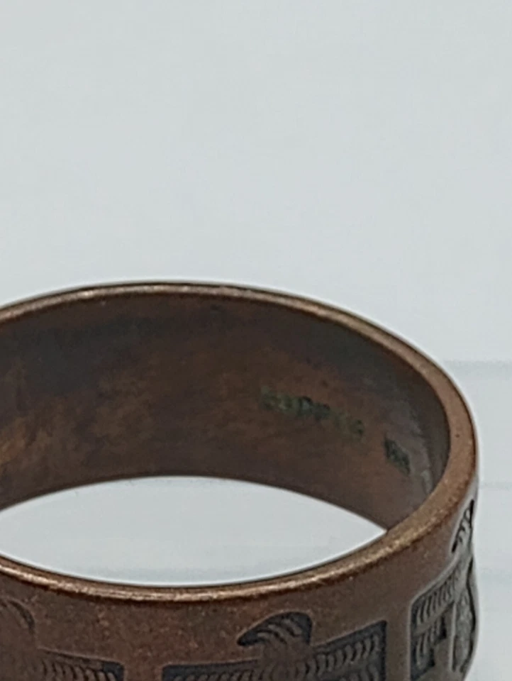 ANILLO MARCA COBRE SÓLIDO ARTE NATIVO AMERICANO AVES TRUENO SUROESTE 1829 Foto 3 de 4