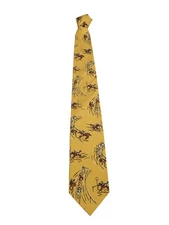 Men's DRAKE'S LONDON Yellow Lined Tie Fant. horses MADE IN ENGLAND