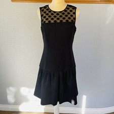 Eliza J Black Party-Cocktail Dress Sheer Shoulder Gathered Skirt Size 10