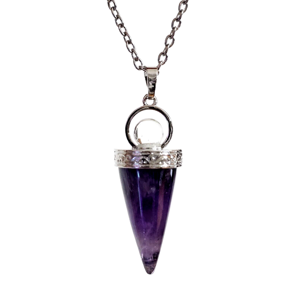 "Amethyst Kegel AnhäNger Quarz Kugel Halskette 18\" Kette Edelstein Schmuck & V..."-image