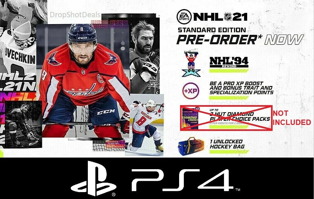 NHL 21 PS4 Pre Order DLC NHL 94 Rewind XP Boost Hockey Bag